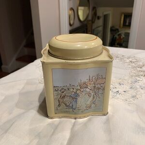 Vintage Cream Tin with Winter Scene